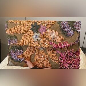 New Embroidered Sequin Floral Clutch Purse | Beaded Evening Bag